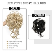 abordables Chignons-chignon désordonné morceau de cheveux chignon en désordre chouchous pour femmes chignon ébouriffé chignon synthétique ondulé chignon bouclé queue de cheval postiche pour un usage quotidien