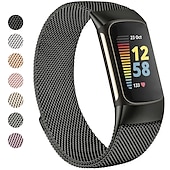 billiga Fitbit klockband-Smart Watch-band Kompatibel med Fitbit Charge 5 Rostfritt stål Smart klocka Rem Elastisk Magnetlås Milanesisk loop Ersättning Armband