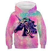 economico Cartone animato 3D della ragazza-Bambino Da ragazza Felpa con cappuccio Animali Informale Manica lunga Tasche stile sveglio 7-13 anni Autunno Multicolore Nero Rosa