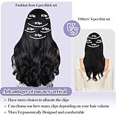 baratos Extensões de cabelo com gancho-clipe em extensões de cabelo 6 peças clipe em extensões de cabelo preto natural corpo ondulado clipe encaracolado em extensões de cabelo clipe de sentimento de cabelo humano real em costurar em cabelo
