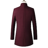 preiswerte Herren-Blazer &amp; -Anzüge-Herren Wintermantel Wollmantel Mantel Büro &amp; Karriere Freizeitskleidung Winter Polyester warm Waschbar Oberbekleidung Bekleidung Modisch Warm-Ups Einfarbig Tasche Stehkragen Einreihiger Verschluss