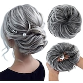 cheap Chignons-Messy Hair Buns Hair Piece Curly Hair Scrunchies for Women Girls Hairpieces Wavy Donut Hair Pieces Hair Bun Updo Hair Chignons