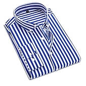 preiswerte Button-Down-Hemden für Herren-Herren Oberhemd Hemd Kragenhemd Bügelfreies Hemd Schwarz Weiß Rote Marineblau Langarm Gestreift Kragen Frühling Sommer Hochzeit Arbeit Bekleidung