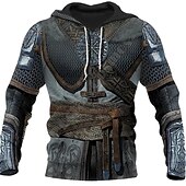 abordables Graphique rétro-Vikings Guerriers Tatouage Viking Sweat à capuche Dessin Animé Manga Animé 3D Poche avant Art graphique Pour Couple Homme Femme Adulte Impression 3D Casual Quotidien