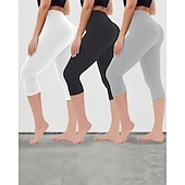 olcso Sima leggings-Női Jóga nadrág Napvédő Hasformáló Alakformáló Magas derék Jóga Fitnesz Edzőterem edzés Háromnegyedes leggingek Alsók Ibolya Fekete Fehér Sport Sportruházat Nagy rugalmasságú Sovány