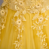 preiswerte Partykleider-Kinder Mädchen bestickte Blumen Kleid Party Hochzeit Urlaub Pailletten Mesh grün blau lila Baumwolle Maxi Kurzarm elegant Prinzessin süß Kleider Sommer Regular Fit 4-13 Jahre