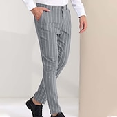 cheap Chinos-Men&#039;s Trousers Chinos Jogger Pants Pocket Straight Leg Stripe Comfort Daily Holiday Going out Fashion Classic Black Blue Micro-elastic