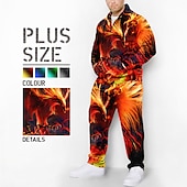 ieftine Set de hanorac 3D pentru bărbați-Bărbați Grafic fenix 2 buc Seturi de hanorace 3D Hanorac cu Glugă Trening Set Marime Plus Manșon Lung Pantaloni lungi Capișon Modă Designer Casual Zilnic Sport Ieșire Imprimare 3D Primăvara &amp; toamnă