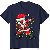 olcso Gyerek karácsonyi pólók-Gyerekek Fiú Póló Tee Mikulás Rövid ujjú Crewneck Gyermek Top Hétköznapi Divat Imádni való Nyár Fekete 3-12 év