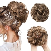 cheap Chignons-Messy Hair Buns Hair Piece Curly Hair Scrunchies for Women Girls Hairpieces Wavy Donut Hair Pieces Hair Bun Updo Hair Chignons