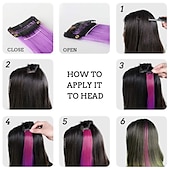 voordelige Clip-in-extensies-32packs gekleurde hair extensions 20inch rechte kleur clip in op haarverlenging regenboog partij hoogtepunten synthetisch haarstukje voor meisjes