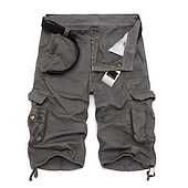 baratos Clássico-Homens Bermuda Cargo Calção Shorts de Trilha Bolsos Tecido Conforto Respirável Comprimento do joelho Trabalho Casual Diário Moda Roupa de rua Exército verde açafrão