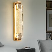 billige Vegglamper for innendørsbruk-led vegglamper krystallboble for baderomsgang gull moderne sminkelampearmatur med krystallbobleglass, integrert led veggfestelampe,3000k innendørs vegglampe