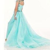 economico Abiti da damigella-Tute strascico  strascico Abito da damigella d&#039;onore Paglietta  Performance Elsa di Frozen Abito carino da ballo in chiffon con perline Fit Frozen 3-16 anni abito da far colpo