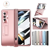 Χαμηλού Κόστους Samsung Θήκη-τηλέφωνο tok Για Samsung Galaxy Z Fold 5 Z Fold 4 Z Fold 3 Πίσω Κάλυμμα Προστατευτικό φακού κάμερας Σταντ ποδηλάτου με στυλό S Μονόχρωμο Ψημένο γυαλί PC Μεταλλικό