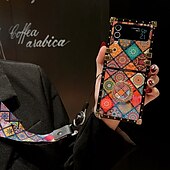 cheap Samsung Cases-Phone Case For Samsung Galaxy Z Flip 5 Z Flip 4 Z Flip 3 Handbag Purse Flip Flip with Adjustable  Neck Strap Kickstand Butterfly PC