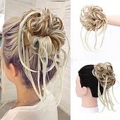 abordables Chignons-chignon ébouriffé chignon désordonné extensions de chignon avec élastique élastique queue de cheval chouchous pour femme (mélange brun blond clair)