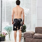 baratos Sleep Bottom-Homens Roupa de Dormir Boxers de seda shorts de pijama Estampas Abstratas Simples Casual Conforto Casa Seda Falso Conforto Respirável Calça curta Calção Cintura elástica Verão Prata Azul Céu