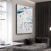 cheap Landscape Paintings-Mintura Handmade Mountain Oil Painting On Canvas Wall Art Decoration Modern Abstract Snow Landscape Picture For Home Decor Rolled Frameless Unstretched Painting