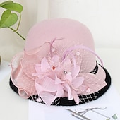 economico Cappelli per feste-kentucky cappello derby autunnale cappelli da sposa piume artificiali misto poli/cotone bombetta/cloche cappello alla pescatora cappello fedora casual vacanza stile vintage elegante con applicazioni