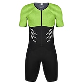 cheap Men&#039;s Clothing Sets-Men&#039;s Triathlon Tri Suit Short Sleeve Mountain Bike MTB Road Bike Cycling Red Blue Sky Blue Patchwork Bike Clothing Suit UV Resistant Breathable Quick Dry Sweat wicking Polyester Spandex Sports