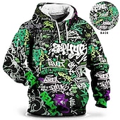 baratos moletons masculinos plus size-Homens Tamanho Grande Pulôver Moletom Com Capuz Grande e Alto Impressão 3D Com Capuz Bolsos Manga Longa Primavera &amp; Outono Moda Roupa de rua Básico Confortável Trabalho Roupa Diária Blusas