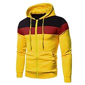 baratos hoodies básicos dos homens-Homens Moletom Full Zip Hoodie Jaqueta Jaqueta de suor Preto Amarelo Vermelho Azul Cinzento Escuro Com Capuz Bloco de cor Trabalho Casual Diário Básico Roupa de rua Casual Primavera &amp; Outono Roupa