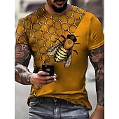 お買い得  アニマルプリントTシャツ-男性用 男女兼用 ミツバチ グラフィック シャツ Tシャツ 面白いTシャツ 半袖 Tシャツ 3Dプリント クルーネック シャツ デザイナー カジュアル 大きくて背が高い 日常 祝日 イエロー ライトブラウン オレンジ 夏 衣類 S M L XL XXL 3XL 4XL