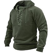 abordables sudaderas basicas hombre-Hombre Sudadera Táctico Negro Amarillo Verde Trébol Gris Con Capucha Color sólido Acordonado Deporte Deportes Ropa de calle Estampado en caliente Design Básico Casual Primavera Otoño Ropa Sudaderas