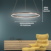 זול עיצוב טבעת ועגול-תאורת תליון לד 40/60/80 ס"מ 1-אור טבעת עיגול עיצוב ניתן לעמעום בגימורים צבועים אלומיניום יוקרתי בסגנון מודרני חדר שינה מנורות תליון חדר שינה 110-240v ניתן לעמעום רק עם שלט רחוק