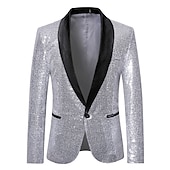 preiswerte Herren Klassische Blazer-Herren Abendkleidung Blazer Sakko Neujahr Zeremonie Abendgesellschaft Modisch Strassenmode Herbst Winter Pailletten Einfarbig Pailletten Tasche Atmungsaktiv Komfortabel Einreiher - 1 Knopf Blazer
