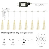cheap Plug String Lights-8pcs Firework Lights Christmas Decorations Starburst Total 800LEDs Copper Wire Fairy Twinkle Lights Plug in String Lights Remote Control 8 Modes Waterproof Starburst Lights for Christmas Birthday Bedroom Corridor Patio Wedding