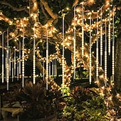 economico Plug in elettrico-3 pack luci della stringa della pioggia della pioggia di meteore all&#039;aperto 50cm 100-240v 24 tubi luci della stringa del led impermeabili per la decorazione della festa nuziale di natale per gli alberi di natale decorazione di halloween matrimonio di fest