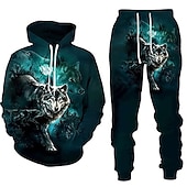 Per uomo Tuta Da Ginnastica Set di felpe Blu Con cappuccio Pop art Animali Lupo 2 pezzi Stampa Sportivo Informale Sport Stampa 3D Essenziale Streetwear Originale Autunno Primavera Abbigliamento Felpe economico Pattern 3D-Per uomo Tuta Da Ginnastica Set di felpe Blu Con cappuccio Pop art Animali Lupo 2 pezzi Stampa Sportivo Informale Sport Stampa 3D Essenziale Streetwear Originale Autunno Primavera Abbigliamento Felpe