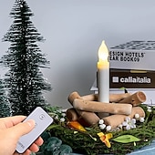 abordables Luces de velas-6/12 Uds velas led luces 6,5 pulgadas 16,5 cm velas cónicas led sin llama blancas velas cónicas colgantes que funcionan con pilas candelabros de batería parpadeantes para fiesta iglesia halloween