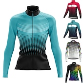 baratos Camisolas femininas-Mulheres Camisa para Ciclismo Poá Manga Longa Moto Camisa / Roupas Para Esporte Blusas com 3 bolsos traseiros Ciclismo de Montanha Ciclismo de Estrada Secagem Rápida Tiras Refletoras Bolso Traseiro