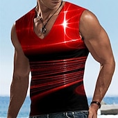 cheap 3D T shirts-Men&#039;s Graphic Flash Vest Top Sleeveless T shirt 3D Print V Neck Shirt Designer Casual Comfortable Daily Vacation Going out Yellow Blue Red Spring &amp; Summer Clothing Apparel S M L XL 2XL 3XL