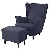 cheap Armchair Cover &amp; Armless Chair Cover-Stretch Wing Chair Cover Set with Ottoman Cover, Burgundy Spandex Stretch Wing Back Chair Cover Removable Machine Washable Armchair Chair Cover for Strandmon Chair