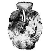 baratos Estampa animal-Homens Gráfico Tintura Tie Dye Moletom Moletons Roupa de rua Designer Manga Longa Com Capuz Diário Final de semana Streetwear Amarelo Rosa Imprimir Bolso frontal Primavera &amp; Outono Designer