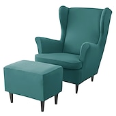 cheap Armchair Cover &amp; Armless Chair Cover-Stretch Wing Chair Cover Set with Ottoman Cover, Burgundy Spandex Stretch Wing Back Chair Cover Removable Machine Washable Armchair Chair Cover for Strandmon Chair