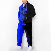 olcso Férfi 3D pulóver szett-Férfi Grafika Színes 2db 3D pulóver készletek Kapucnis felsőrész Tracksuit Hosszú ujj Hosszú nadrág Kapucni Divat Dizájn Alkalmi Napi Sport Alkalmi 3D nyomtatás Tavasz &amp; Ősz Sárga Medence Piros