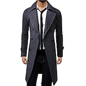 billiga Trenchcoat för män-Vinterkappa Rock Peacoat Trenchcoat Företag Ledigt Höst Vinter 95% polyester 5% bomull Ytterkläder Kläder Hakslag