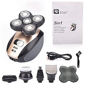 cheap Shaving &amp; Hair Removal-5 In 1 4D Men&#039;s Rechargeable Bald Head Electric Shaver 5 Floating Heads Beard Nose Ear Hair Trimmer Razor Clipper Facial Brush