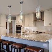 cheap Chandeliers-1 Light Pendant Light Black Modern Pendant Light, Mini Crystal Chandelier, Adjustable Pendant Light for Kitchen Island Dining Room Bedroom