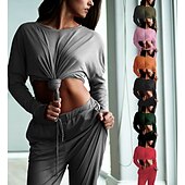 cheap Tracksuits-Women&#039;s Tracksuit Sweatsuit Drawstring Athleisure Long Sleeve Polyester Soft Running Jogging Sportswear Activewear Black Rosy Pink Watermelon / Sweatshirt / Stretchy