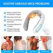 お買い得  ボディマッサージ機-ems 首のツボ リンパマッサージ装置 痛みを軽減するためのインテリジェントな首のマッサージャー