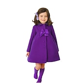 voordelige Meisjes Bolero Jassen &amp; Schoudertassen-Voor meisjes 3D Kinder winterjas Effen Wollen jas Lange mouw Herfst Winter leuke Style Aanbiddelijk Katoen Kinderen 2-8 jaar School Dagelijks Normale pasvorm