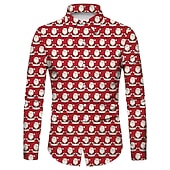 abordables Tenue de Père Noël-chemises imprimées père noël pour hommes chemises arbre père noël vacances col classique vert armée vert rouge blanc décontracté manches longues imprimé vêtements vêtements mode style ethnique