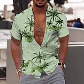 abordables Plantes tropicales-Homme Cocotier Plantes tropicales Chemise Chemise hawaïenne Chemise Aloha Manche Courte Chemise Col rabattu Mode Hawaïen Design Extérieur Plein Air Casual Jaune clair Blanche Jaune Print S M L