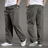 economico Pantaloni cargo-Per uomo Pantaloni cargo Pantaloni Pantaloni casual Tasche Gamba dritta Tinta unica Comfort Caldo Giornaliero Per eventi Per uscire Sportivo Di tendenza Nero Giallo Media elasticità